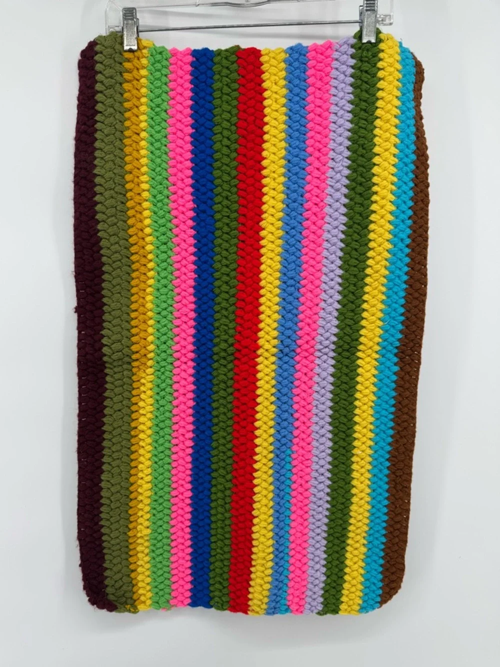 Handcrafted Colorful Striped Crochet Floormat/Rug Boho Retro Vintage Style